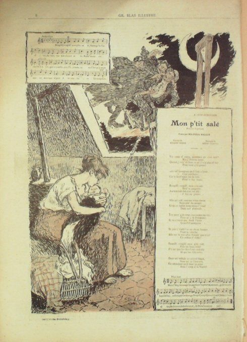 Mon p'tit salé Paroles Héros Musique Chatau illustration Steinlen
