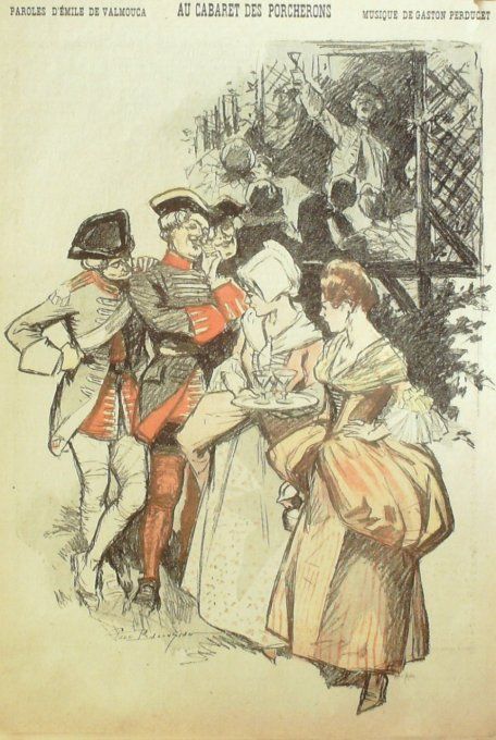 Au cabaret des porcherons Paroles De Valmouca Musique Perducet illustration Balluriau