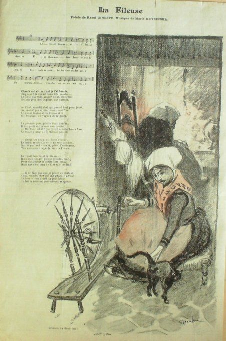 La Fileuse Paroles Gineste Musique Krysinska illustration Steinlen