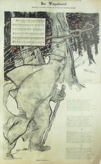 Le Vagabond Paroles De Sainte-Croix Musique De Sainte-Croix illustration Steinlen