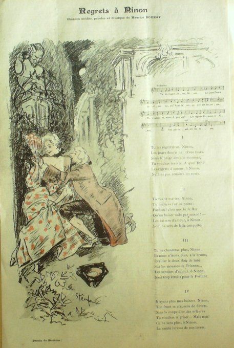 Regrets à Nino Paroles Boukay Musique Boukay illustration Steinlen