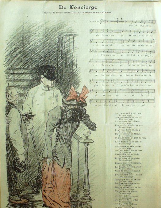 Le Concierge Paroles Trimouillat Musique Blétry illustration Steinlen