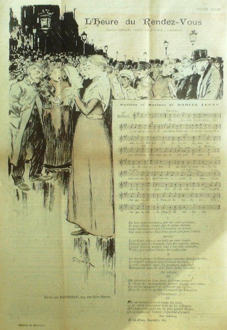 L'heure du Rendez-vous Paroles Legay Musique Legay illustration Steinlen