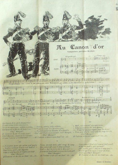 Au Canon d'or Paroles Mailhol Musique Mailhol illustration Steinlen