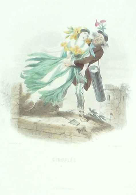 Grandville "Les fleurs animées" Giroflée 1847 