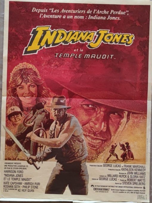 Indiana Jones & le Temple maudit Affiche de film 40x60 Steven Spielberg 1984