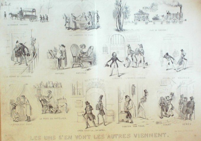 Maurisset Théodore Les uns s'en vont les autres Litho signée 1838 