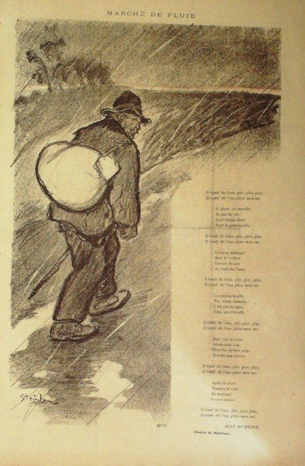 Richepin Jean Marche de pluie illustration Steinlen 1891