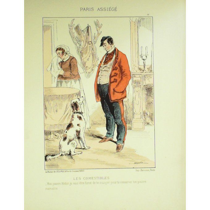 DRANER-LES COMESTIBLES-LITHO signée-PARIS ASSIEGE-1870