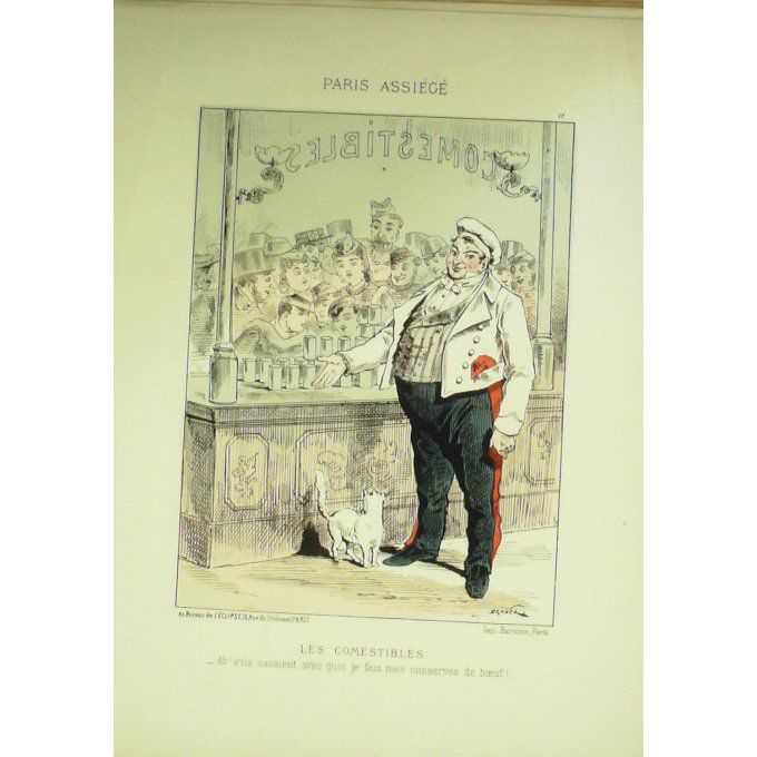 DRANER-LES COMESTIBLES-LITHO signée-PARIS ASSIEGE-1870