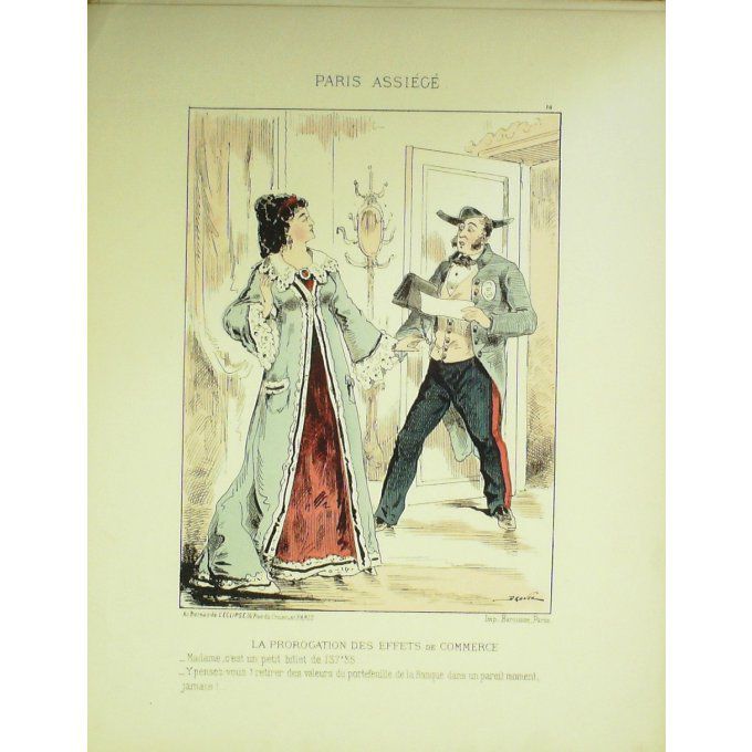 DRANER-PROROGATION EFFETS de COMMERCE-LITHO signée-PARIS ASSIEGE-1870