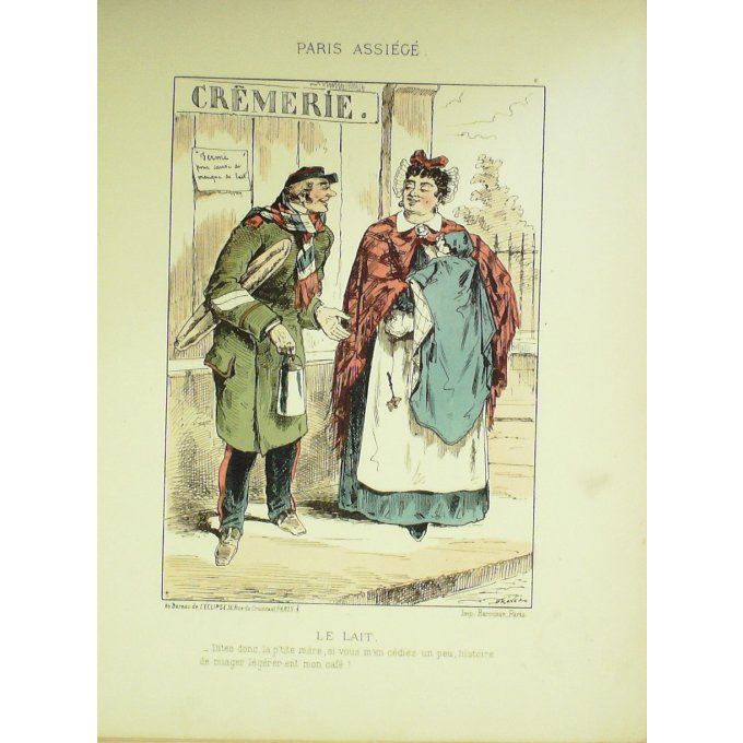 DRANER-L'ELCLAIRAGE-LITHO signée-PARIS ASSIEGE-1870