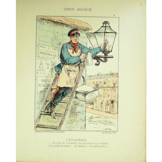 DRANER-LE LAIT-LITHO signée-PARIS ASSIEGE-1870