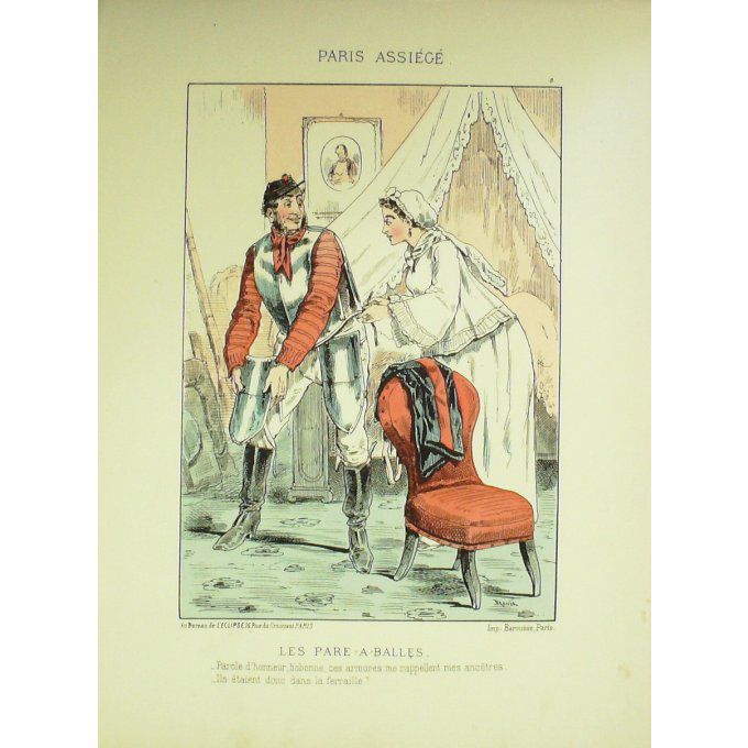DRANER-LES PARE à BALLES-LITHO signée-PARIS ASSIEGE-1870
