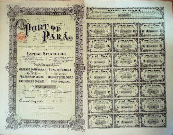 Port de Para Portland Usa $ action 100 1909