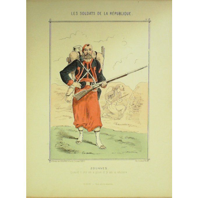 DRANER-INFANTERIE de LIGNE Régt Marche-LITHO signée DRANER-SOLDATS d'la REPUBLIQUE-1870