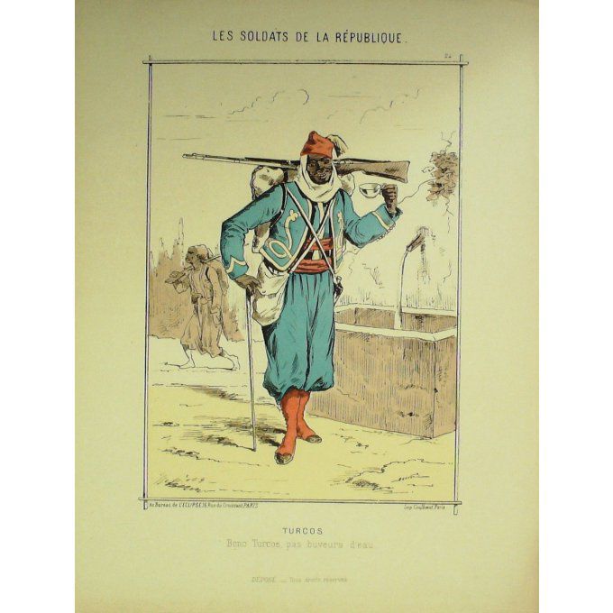 DRANER-TURCOS-LITHO signée-SOLDATS d'la REPUBLIQUE-1870