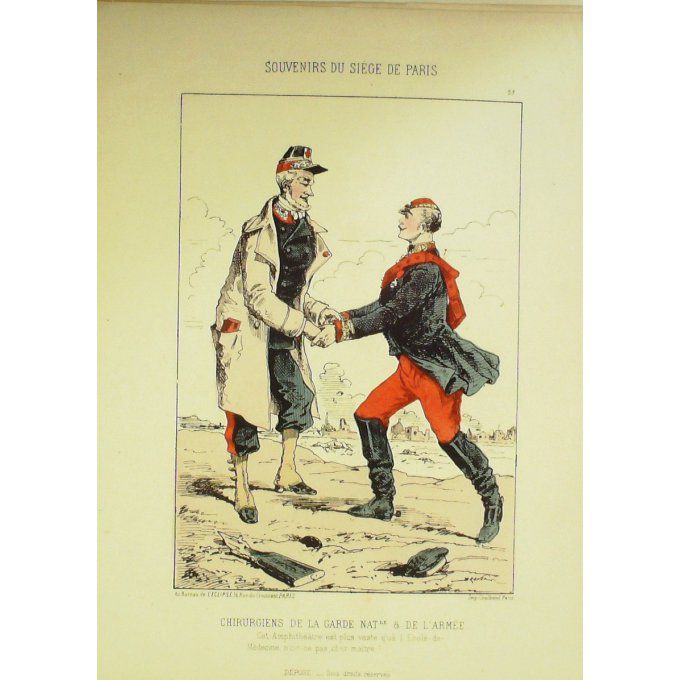 DRANER-CHIRURGIEN GARDE-LITHO signée-SOUVENIRS du SIEGE de PARIS-1870