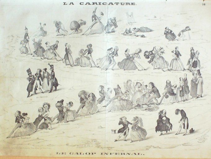 Maurisset Théodore Le Galop infernal planche n°14 Litho signée 1838